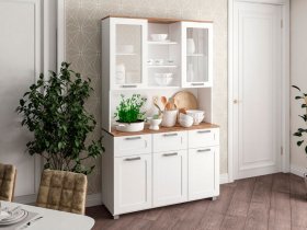 Буфет Катерини (дуб бельмунд/белое дерево) в Солнечном - solnechnyj.mebel-nsk.ru | фото