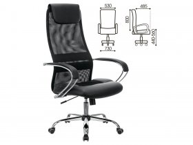 Кресло офисное BRABIX PREMIUM Stalker EX-608 CH, хром, ткань-сетка/кожзам, черное в Солнечном - solnechnyj.mebel-nsk.ru | фото