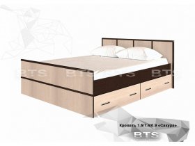 Кровать двуспальная с ящиками 1,4м Сакура (BTS) в Солнечном - solnechnyj.mebel-nsk.ru | фото