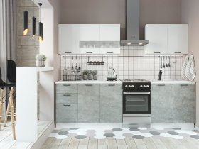 Кухонный гарнитур Дуся 2,0 м (белый глянец/цемент) в Солнечном - solnechnyj.mebel-nsk.ru | фото