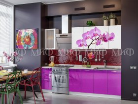Кухонный гарнитур Орхидея (фиолетовый) в Солнечном - solnechnyj.mebel-nsk.ru | фото