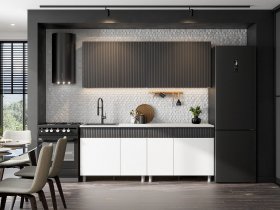 Кухонный гарнитур София (2,0м) (бланж/графит матовый) в Солнечном - solnechnyj.mebel-nsk.ru | фото