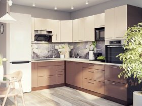 Модульная кухня Классика (ваниль/шоколад) в Солнечном - solnechnyj.mebel-nsk.ru | фото