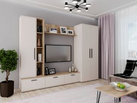 Модульная стенка Верона (сатин/дуб крафт серый) в Солнечном - solnechnyj.mebel-nsk.ru | фото
