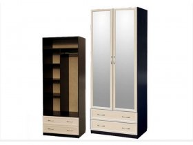 Шкаф двухстворчатый с ящиками с 2-мя зеркалами  (профиль МДФ) в Солнечном - solnechnyj.mebel-nsk.ru | фото