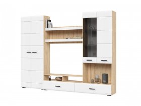 Стенка ГС-01 Либерти (дуб сонома/белый глянец) в Солнечном - solnechnyj.mebel-nsk.ru | фото