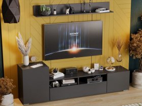 Стенка «Сильвия» (графит серый) в Солнечном - solnechnyj.mebel-nsk.ru | фото