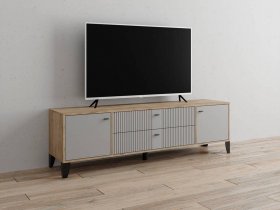 Тумба под ТВ Парус-10 (дуб крафт серый/серый) в Солнечном - solnechnyj.mebel-nsk.ru | фото